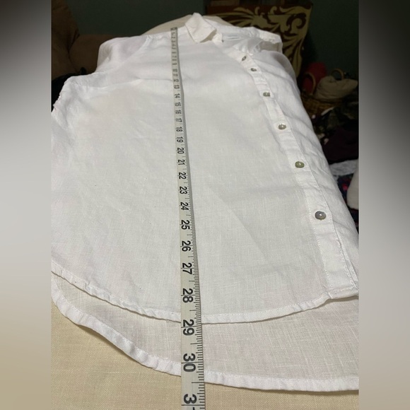 Sigrid Olsen 100% Linen White Long Sleeve Button Front Shirt Top, Plus Size 1X. - Picture 7 of 11